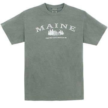 Austins Mens Maine The Way Life Should Be Cabin & Trees Short-Sleeve T-Shirt
