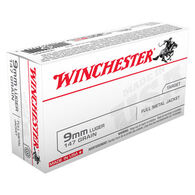 Winchester USA 9mm Luger 147 Grain FMJ Flat Nose Handgun Ammo (50)