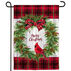 Evergreen Christmas Cardinal Wreath Textured  Suede Garden Flag