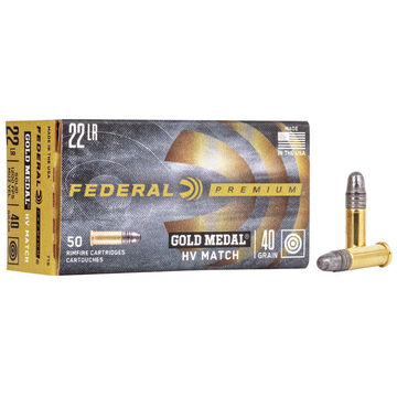 Federal Premium Gold Metal HV Match 22 LR 40 Grain LRN Ammo (50)