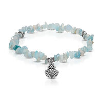 My Fun Colors Women's Angelite & Silver Seashell Charm Anklet