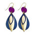Anju Womens Teardrop Fuchsia/Blue Layered Brass Patina Earring