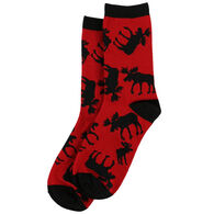 Lazy One Men's Red Classic Moose Crew Sock