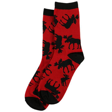 Lazy One Mens Red Classic Moose Crew Sock