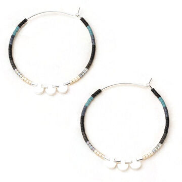 Scout Curated Wears Womens Chromacolor Miyuki Large Hoop Earring - Black Multi/Silver