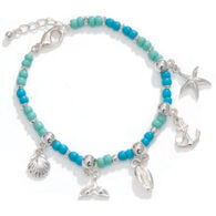 Periwinkle By Barlow Women's Silver Sea Life and Shades of Blue Bracelet