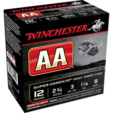 Winchester AA Super-Handicap Heavy Target 12 GA 2-3/4 1-1/8 oz. #8 Shotshell Ammo (25)