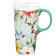 Evergreen Hummingbird Friends Ceramic Travel Cup w/ Lid