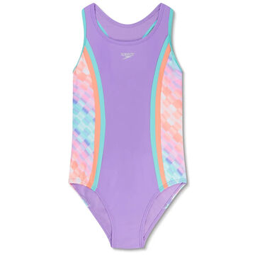 Speedo Girls Print Splice Racerback Swimsuit
