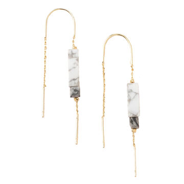 Scout Curated Wears Womens Rectangle Stone Earring - Howlite/Black/Gold