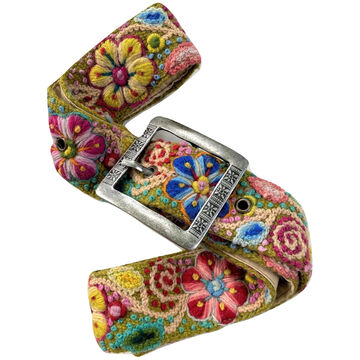 Tey-Art Womens Flora Embroidered Belt