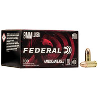 Federal American Eagle 9mm Luger 115 Grain FMJ Handgun Ammo (100)