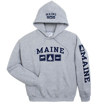 Artforms Mens Triple Maine Moose, Pine and Striper Hooded Sweatshirt