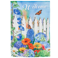 Evergreen Picket Fence and Flowers Garden Flag
