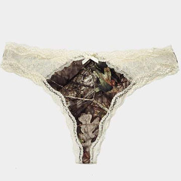Wilderness Dreams Womens Mossy Oak/Cream Lace-Trimmed Thong