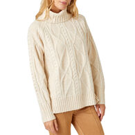 Mystree Women's Cable Knit Turtleneck Oversized Sweater
