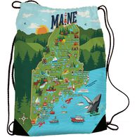 Wilcor Maine Map Drawstring Pack