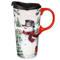 Evergreen Winter Greetings Ceramic Travel Cup w/ Lid