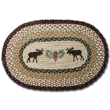 Capitol Earth Moose/Pinecone Oval Patch Braided Rug