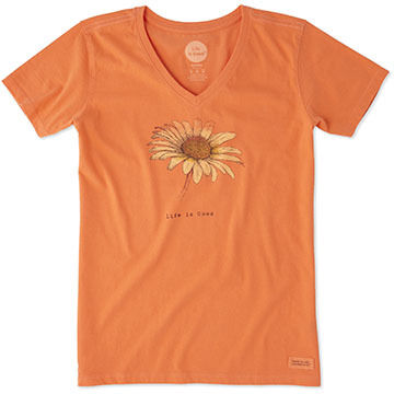Life is Good Womens Daisy Engraved Crusher Vee Short-Sleeve T-Shirt