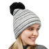 Magic Scarf Womens Striped Knit Beanie and Overlay Glove Set