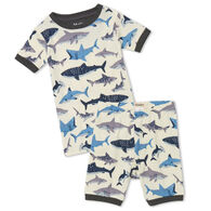 Hatley Boy's Shark School Organic Cotton Short Pajama Set, 2-Piece