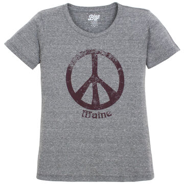 Lakeshirts Womens Blue 84 Annies Peace Sign Maine Short-Sleeve T-Shirt
