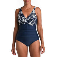 Maxine Swim Group Women's Gold Leaf Wrap Front One-Piece Swimsuit