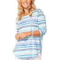 Escape By Habitat Women's Surfside Striped 3/4-Sleeve T-Shirt
