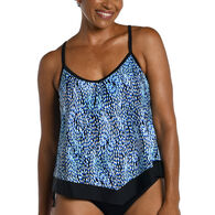 Maxine Swim Group Women's Tidal Wave Flutter Hem Tankini Plus Size Swimsuit Top