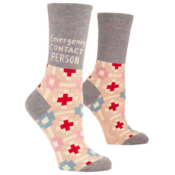 Blue Q Womens Emergency Contact Person Crew Sock