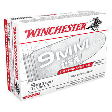 Winchester 9mm Luger 115 Grain FMJ Handgun Ammo (200)
