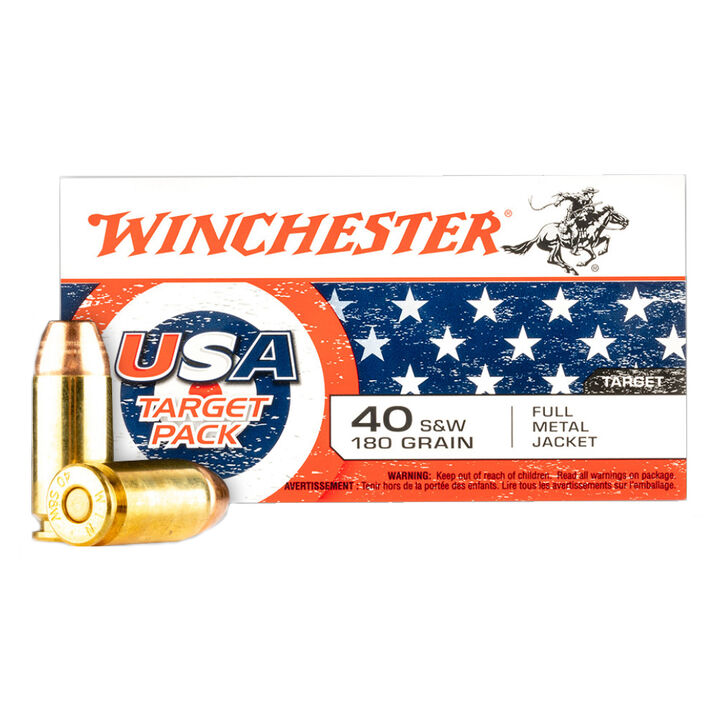Winchester Usa Target Pack 40 Sandw 180 Grain Fmj Handgun Ammo 50 