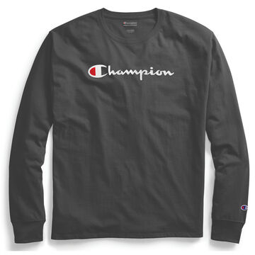 Champion Mens Classic Script Logo Long-Sleeve T-Shirt