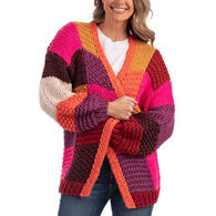Katydid Women's Color Block Handmade Chunky Cardigan Sweater