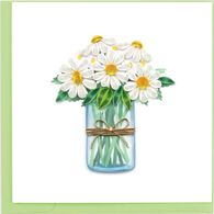Quilling Card White Daisies in Jar Greeting Card