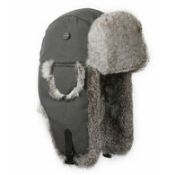 Mad Bomber Men's Canvas Bomber Hat with Grey Rabbit Fur Trim