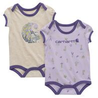 Carhartt Infant Girl's Seed Packet Print Short-Sleeve Bodysuit Onesie, 2-Piece