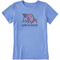 Life is Good Women's Tie Dye Americana Beach Chairs Crusher Short-Sleeve T-Shirt