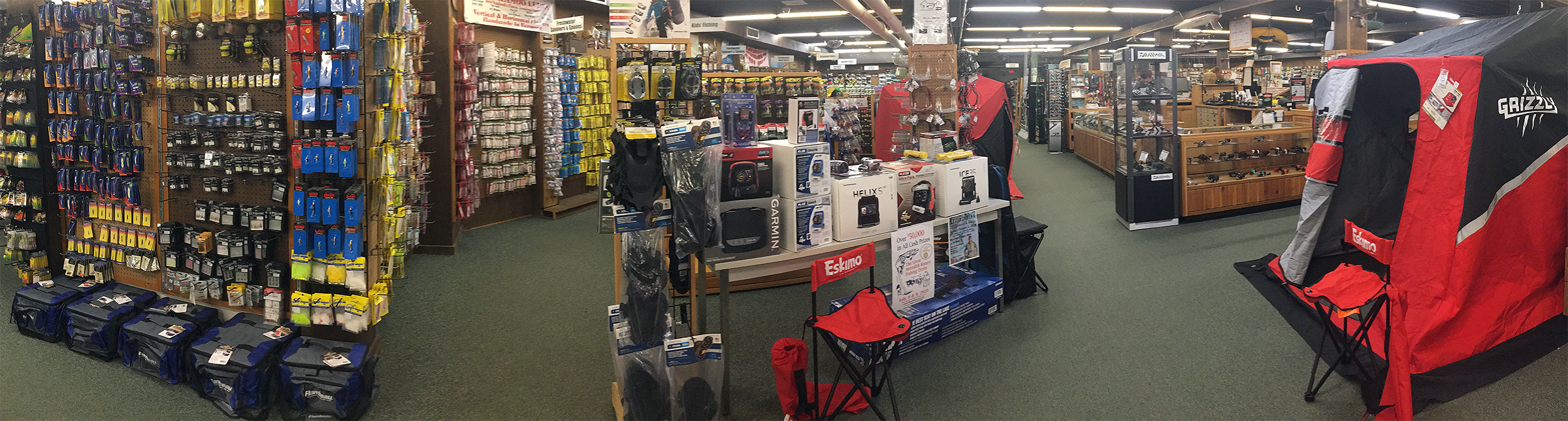 inside of store showing fishing section