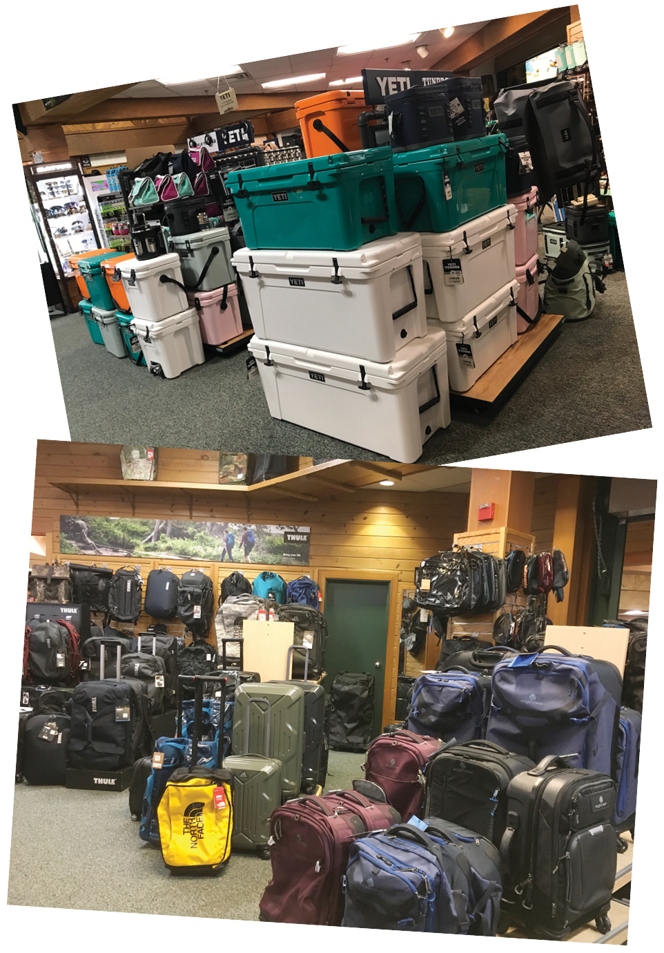 inside of store showing Yeti luggage